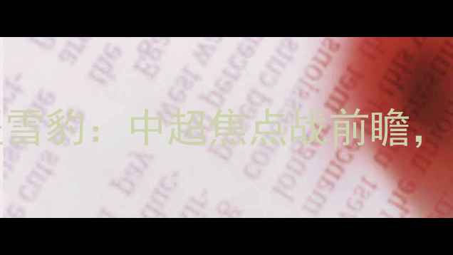 图片 12月13日广东队vs新疆雪豹：中超焦点战前瞻，这两大看点不容错过！