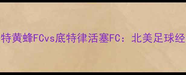 图片 MLS夏洛特黄蜂FCvs底特律活塞FC：北美足球经典对决1