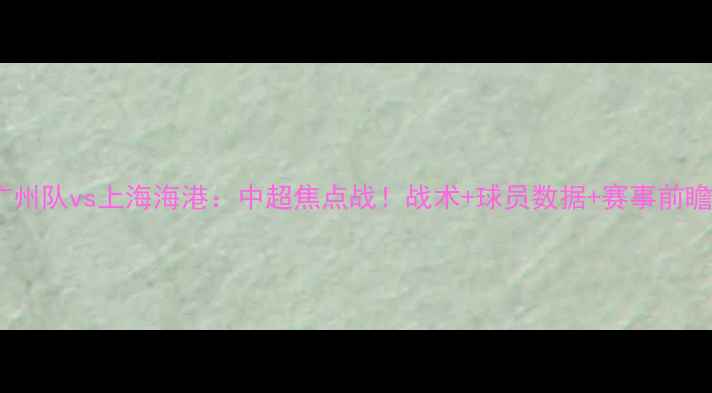 图片 ✨广州队vs上海海港：中超焦点战！战术+球员数据+赛事前瞻✨1