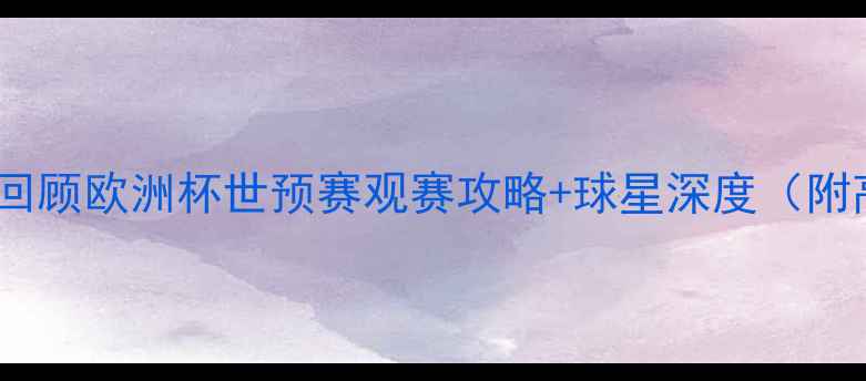 图片 全球足球赛事全回顾欧洲杯世预赛观赛攻略+球星深度（附高清观赛指南）1