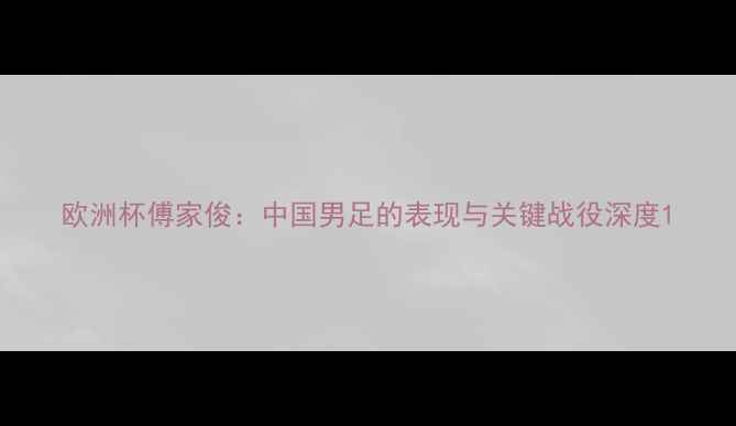 图片 欧洲杯傅家俊：中国男足的表现与关键战役深度1
