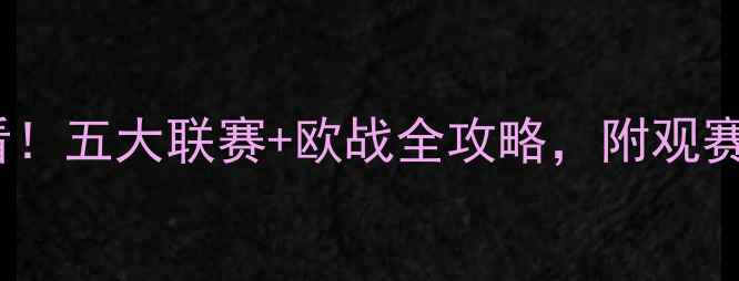 图片 欧洲足球赛季必看！五大联赛+欧战全攻略，附观赛指南和球队分析2