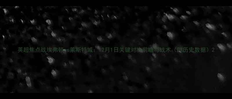 图片 英超焦点战埃弗顿vs莱斯特城：12月1日关键对决前瞻与战术（附历史数据）2