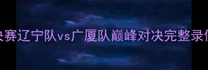 图片 赛季中超总决赛辽宁队vs广厦队巅峰对决完整录像+深度战术2