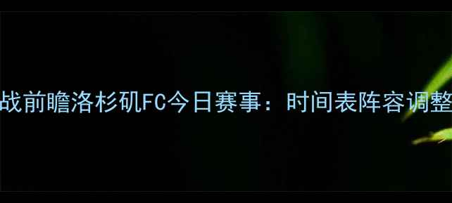 图片 赛季焦点战前瞻洛杉矶FC今日赛事：时间表阵容调整观赛指南