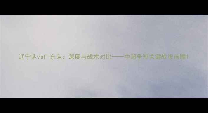 图片 辽宁队vs广东队：深度与战术对比——中超争冠关键战役前瞻1