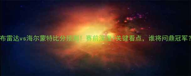 图片 🔥布雷达vs海尔蒙特比分预测！赛前深度+关键看点，谁将问鼎冠军？2