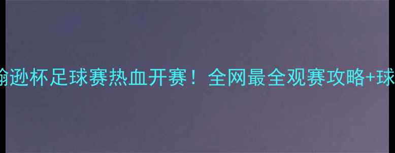 图片 🔥约翰逊杯足球赛热血开赛！全网最全观赛攻略+球星🔥1